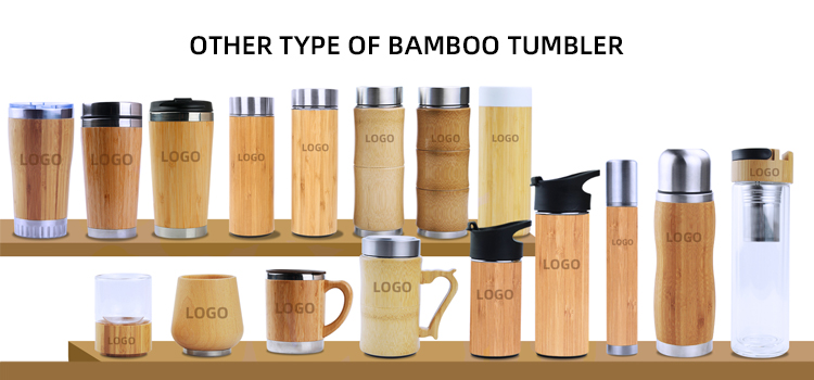 300ml Natural Bamboo 18/8 Stainless Steel water bottle bamboo tumbler