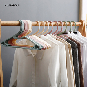 HUANGYAN Traceless hanger wardrobe household plastic adult multi-functional non-slip clothes hang multi-color clothes stand drying rack both dry and wet