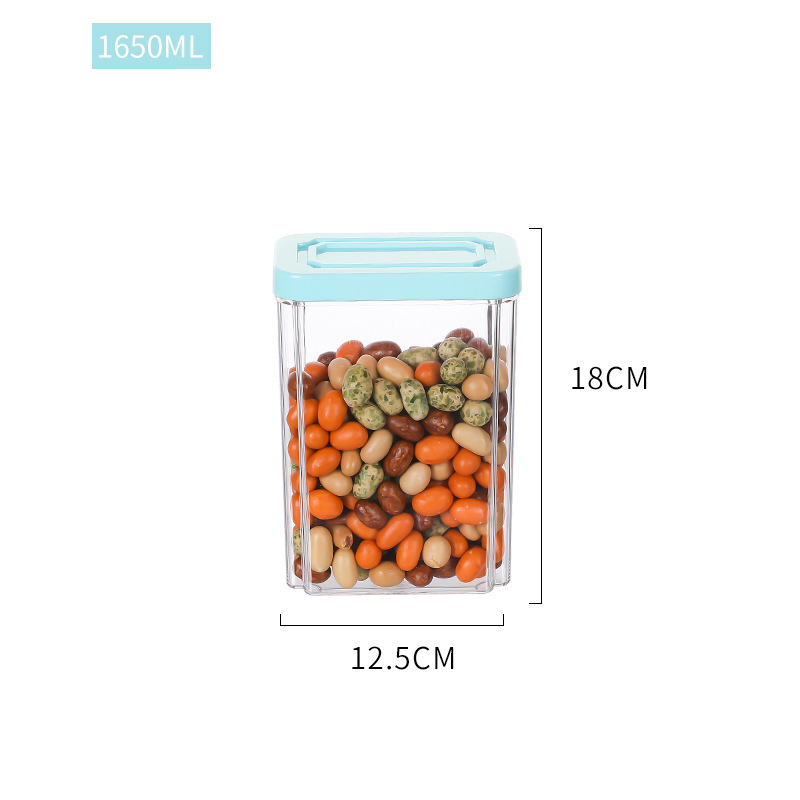 ZHANGGONG Crip-lid PET food container for whole grains in the kitchen is a square, transparent and sealed refrigerator container that can be stacked